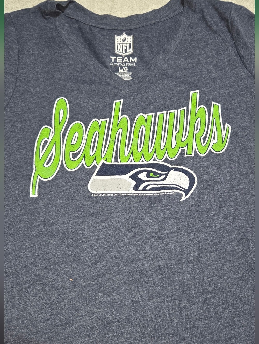 NFL Seattle Seahawks Women's Navy V-Neck Tee